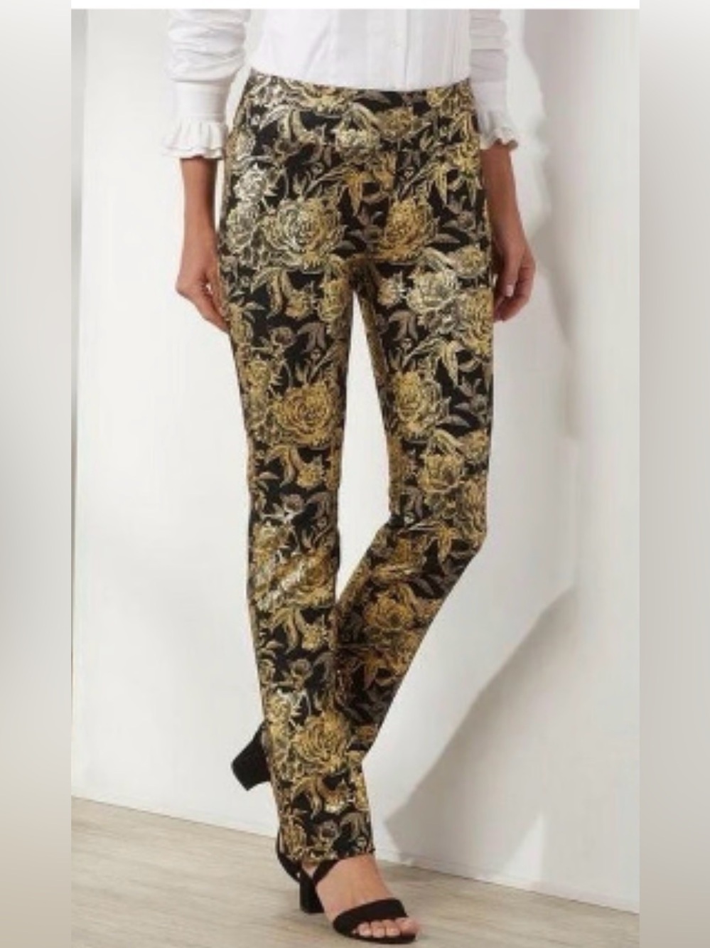Soft Surroundings Gold and Black Pants Size Small